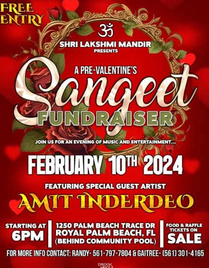 Sangeet Fundraiser: Experience the Vibrant Culture of India at the Shri Lakshmi Mandir in Royal Palm Beach